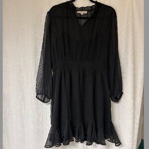 LOFT Black Swiss-Dot Dress